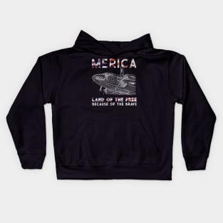 Merica Land of the Free Because of the Brave Kids Hoodie